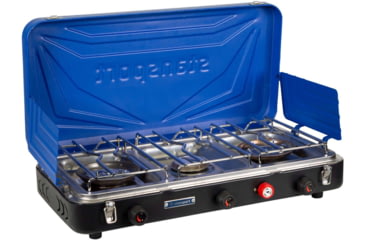 Image of Stansport Propane Stove, w/2 - 25 K and 1-10 K Burners, Blue, 212-300-50