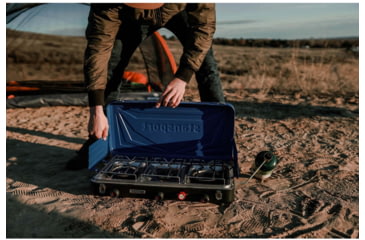 Image of Stansport Propane Stove, w/2 - 25 K and 1-10 K Burners, Blue, 212-300-50