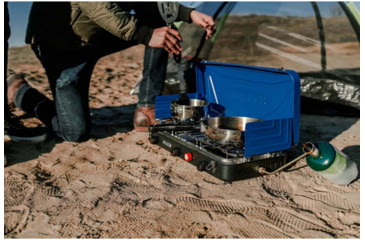 Image of Stansport Propane Stove, w/2 - 25 K and 1-10 K Burners, Blue, 212-300-50