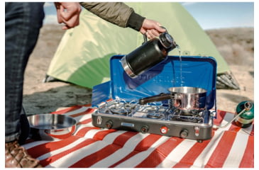 Image of Stansport Propane Stove, w/2 - 25 K and 1-10 K Burners, Blue, 212-300-50