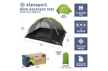 Image of Stansport Star-Lite I Back Pack Tent, w/Fly, Green, 84x60x40in, 723-800