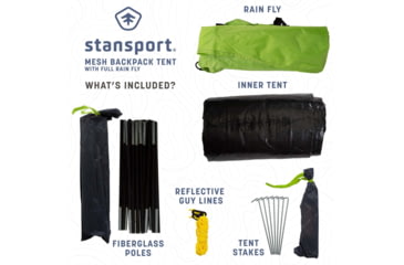 Image of Stansport Star-Lite I Back Pack Tent, w/Fly, Green, 84x60x40in, 723-800