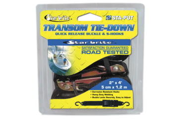 Image of Star Brite Star Brite 060065 Transom Tie Down 2" x 4' W/Quick Release Buckle &amp; Coated "S" Hooks, 60065