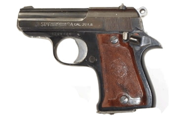 Image of Star HK-Lancer Pistol, .22 Long Rifle, 3in barrel, aluminum alloy frame, brown checkered plastic grip, blowback operated semi-auto, fixed blade and notch, 7 round magazine, STAR-HK LR-.22LR-3-1-FRRMPG