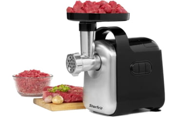 Image of Starfrit 250-Watt Stainless Steel Electric Meat Grinder, Silver/Black, 024708-002-0000