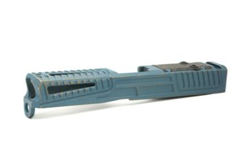 Image of Statement Defense Overbite Slide, DeltaPoint Pro Optic Cut, Window Cut, Glock 19 Gen3, Blue/Gold Battleworn Ovbteblugldw
