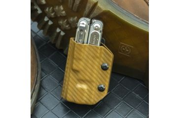 Image of StatGear Kydex Sheath for Leatherman Free P4, Carbon Fiber Brown, LP4-CF-BRN