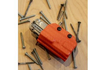 Image of StatGear Kydex Sheath for Leatherman Free P4, Carbon Fiber Orange, LP4-CF-ORNG