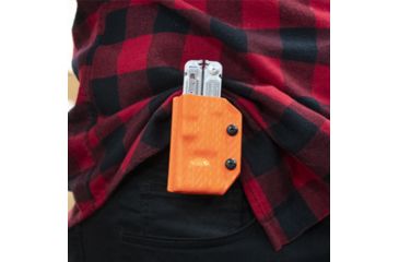 Image of StatGear Kydex Sheath for Leatherman Free P4, Carbon Fiber Orange, LP4-CF-ORNG