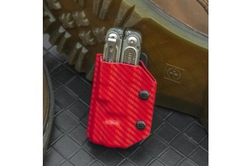 Image of StatGear Kydex Sheath for Leatherman Free P4, Carbon Fiber Red, LP4-CF-RED