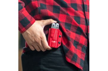 Image of StatGear Kydex Sheath for Leatherman Free P4, Carbon Fiber Red, LP4-CF-RED