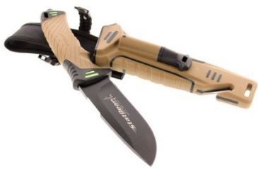Image of StatGear Surviv-All Outdoor Knife with Firestarter, Sharpener and Cord Cutter, Brown 99416