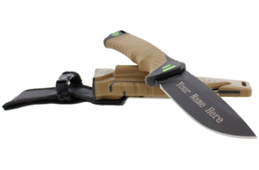 Image of StatGear Surviv-All Outdoor Camping Knife w/ Firestarter &amp; Sharpening Stone, 4.25in, 440 Stainless Steel, Full Tang, Rubber, Brown, 99416