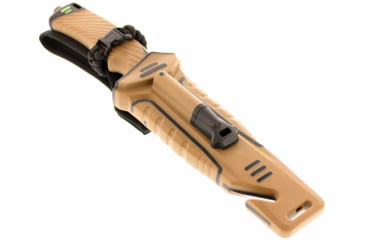 Image of StatGear Surviv-All Outdoor Camping Knife w/ Firestarter &amp; Sharpening Stone, 4.25in, 440 Stainless Steel, Full Tang, Rubber, Brown, 99416