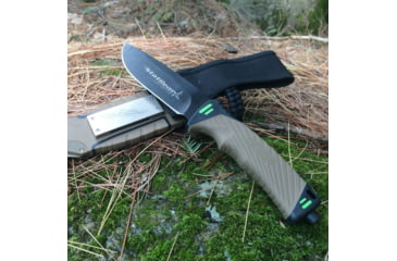 Image of StatGear Surviv-All Outdoor Camping Knife w/ Firestarter &amp; Sharpening Stone, 4.25in, 440 Stainless Steel, Full Tang, Rubber, Brown, 99416