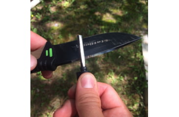 Image of StatGear Surviv-All Outdoor Camping Knife w/ Firestarter &amp; Sharpening Stone, 4.25in, 440 Stainless Steel, Full Tang, Rubber, Brown, 99416