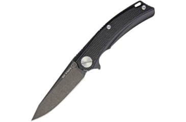 Image of Stedemon BG01 Linerlock Folding Knife, 4.5in Closed, 3.5in Black Stonewash 12C27 Sandvik SS Drop Point, Black Textured G10 Handle, Pocket Clip, Black, BG0105