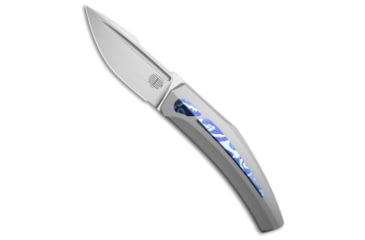 Image of Steel Addiction Knives Tashi Bharucha + Lee Williams Small Krypton Knife Ti/Timascus 3.1" Satin, Gray/Blue, Elmax, adult, BHQ-220006