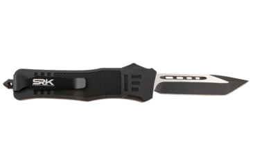 Image of Steel River Knives Spartan Automatic Folding Knife, 3.75in, 440C SS, Tanto Blade, Black/Silver Blade, Black Aluminum Handle, T620BT