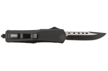 Image of Steel River Knives Spartan Automatic Folding Knife 3.75in, 440C SS, Drop Point Plain Blade, Black/Silver, Black Aluminum Zinc Alloy Handle, T624BDP