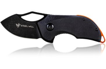 Image of Steel Will Kobold Folding Knife, 1.75in, D2, Drop Point, Stonewashed Black Blade, G10 Anodized Handle, Black, SWF66-04