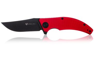 Image of Steel Will Sargas Folding Knife, 3.25in, D2, Clip Point, Stonewashed Black Blade, G10 Anodized Handle, Red, SWF60-13