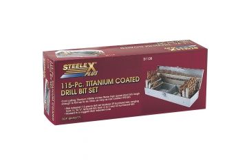 Image of Steelex Plus 115 pc. TiN Coated HSS Drill Bit Set in Steel Index D1138