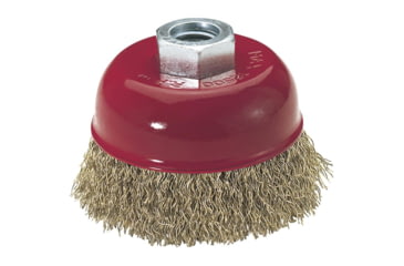 Image of Steelex Plus 3in Brass Coated Crimped Steel Wire Cup Brush 5/8-11 Thread D2276
