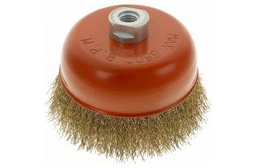 Image of Steelex Plus 5in Brass Coated Crimped Steel Wire Cup Brush M14-2mm Thread D2293