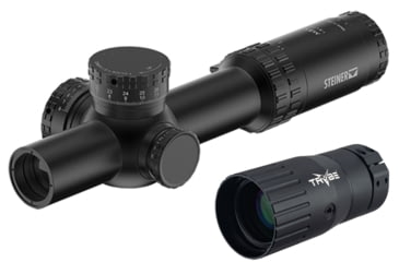 Image of Steiner M8Xi 1-8x24 mm Rifle Scope, 34 mm Tube, Second Focal Plane, Black, Matte, Red DMR8I Reticle, Mil Rad Adjustment, w/ TRYBE Optics Enhancer, 8723-KIT1