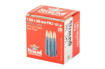 Image of Sterling Steel Case Select, 7.62X39mm, 123 Grain, Full Metal Jacket, Steel Cased, 20 Round Box