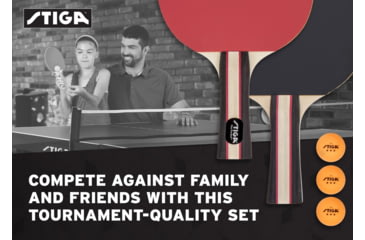 Image of STIGA Performance 2-Player Table Tennis Racket Set, Brown / Red, T1363