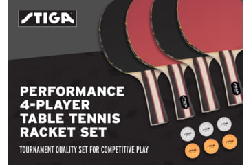 Image of STIGA Performance 4-Player Table Tennis Racket Set, Red / Black, T1365