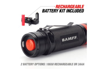 Image of STKR Concepts BAMFF 8.0- 800 Lumens Rechargeable Dual LED Flashlight, Black/ Red, 00341