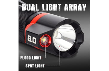 Image of STKR Concepts BAMFF 8.0- 800 Lumens Rechargeable Dual LED Flashlight, Black/ Red, 00341