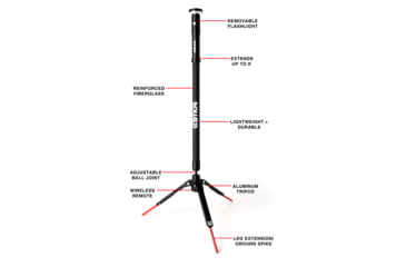 Image of STKR Concepts Fli PRO Telescoping Canopy Light, 8 Foot Extention, Removable Flashlight, Black, 12679