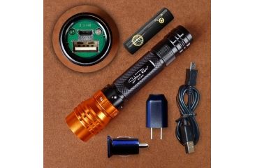 Image of Stone River Gear Adjustable Focus Rechargeable USB Flashlight,Black/Orange SRG3RUSB