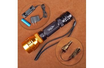 Image of Stone River Gear Adjustable Focusing Rechargeable Flashlight 500 Lumens High Beam, Black -Orange, 6 SRG1TAFR