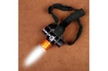 Image of Ajustable Focus Headlamp 280 Lumens High Beam w/AAA  Batteries, Black/Orange, 3