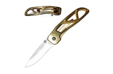 Image of Stone River Gear Ceramic Folding Knife, Lock w/Pocket Clip, Gold/White, 6.5 SRG5GTW
