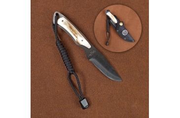 Image of Stone River Gear Ceramic Hunting Knife,6.5in Black Zirconium Oxide Blade,Genuine Stag Handles and Nylon Sheath SRG65SCB