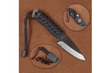 Image of Stone River Gear Ceramic Neck Knife,5in,Black w/Paracord Handle, Kydex Sheath and Bonus Belt Sheath SRG3NCS