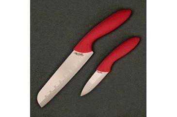 Image of Stone River Gear Ceramic Santoku and Paring Knife Gift Set, Red-White, 6.0, 3.0 SRG23CKR