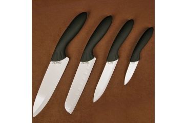 Image of Stone River Gear Ceramic Paring Utility Santoku Chef Knife with Acrylic Counter Top Holder, Black-White, 6.75, 6.0, 5.0, 3.0 SRG43CKWH