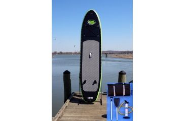 Image of Stone River Gear Extreme Angler Inflatable, Standup Paddleboard, Black/Green/Grey FB11.0