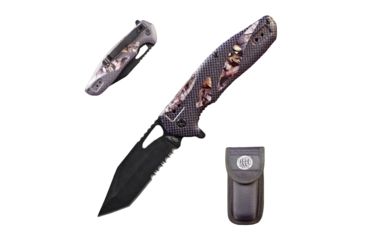 Image of Stone River Gear Folding Knife w/Mossy Oak Break up Country Countoured Comport Grip Handles Sheath, Camo/Black, 3.25 SRG4TSCP