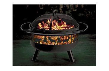 Image of Stone River Gear Solid-Steel Fire Pit Grill Combo, Black, 28 SRG2FP/BIGGAME