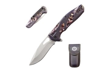 Image of Stone River Gear Ultra Folding Liner Lock Knife w/Grip Handles and Sheath, Camo/Grey, 3.25 SRG4DPCP