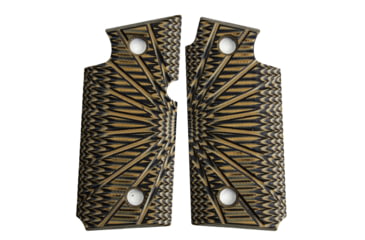 Image of Stoner CNC SIG P938 G10 Gun Grips Aggressive Starburst Fits Sig Sauer 9mm P938 Pistol, Brown Black, Ambi, STO-P938-AS-AM-BNB