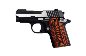 Image of Stoner CNC SIG P938 G10 Gun Grips Aggressive Starburst Fits Sig Sauer 9mm P938 Pistol, Orange Black, Ambi, STO-P938-AS-AM-ORG